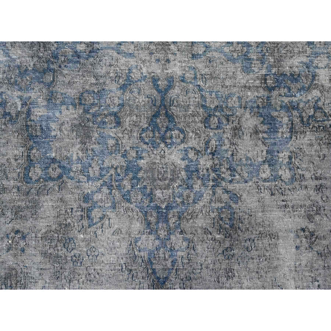 9'11" x 13'0" Vintage Hand Knotted Grey Wool Rectangle Oriental Rug - MOA10289480