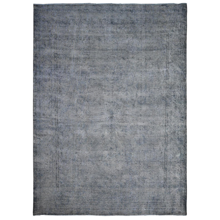 9'6" x 12'5" Vintage Hand Knotted Grey Wool Rectangle Oriental Rug - MOA10289481