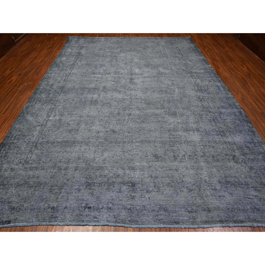 9'6" x 12'5" Vintage Hand Knotted Grey Wool Rectangle Oriental Rug - MOA10289481
