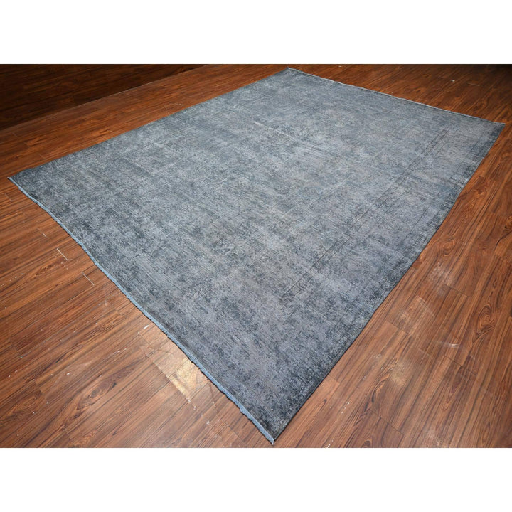 9'6" x 12'5" Vintage Hand Knotted Grey Wool Rectangle Oriental Rug - MOA10289481