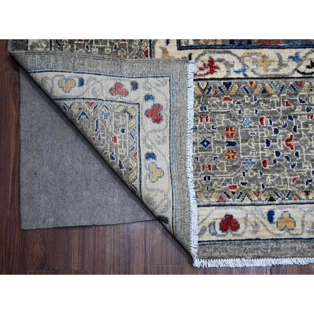 9'11" x 14'3" New Hand Knotted Grey Wool Rectangle Oriental Rug - MOA10289483