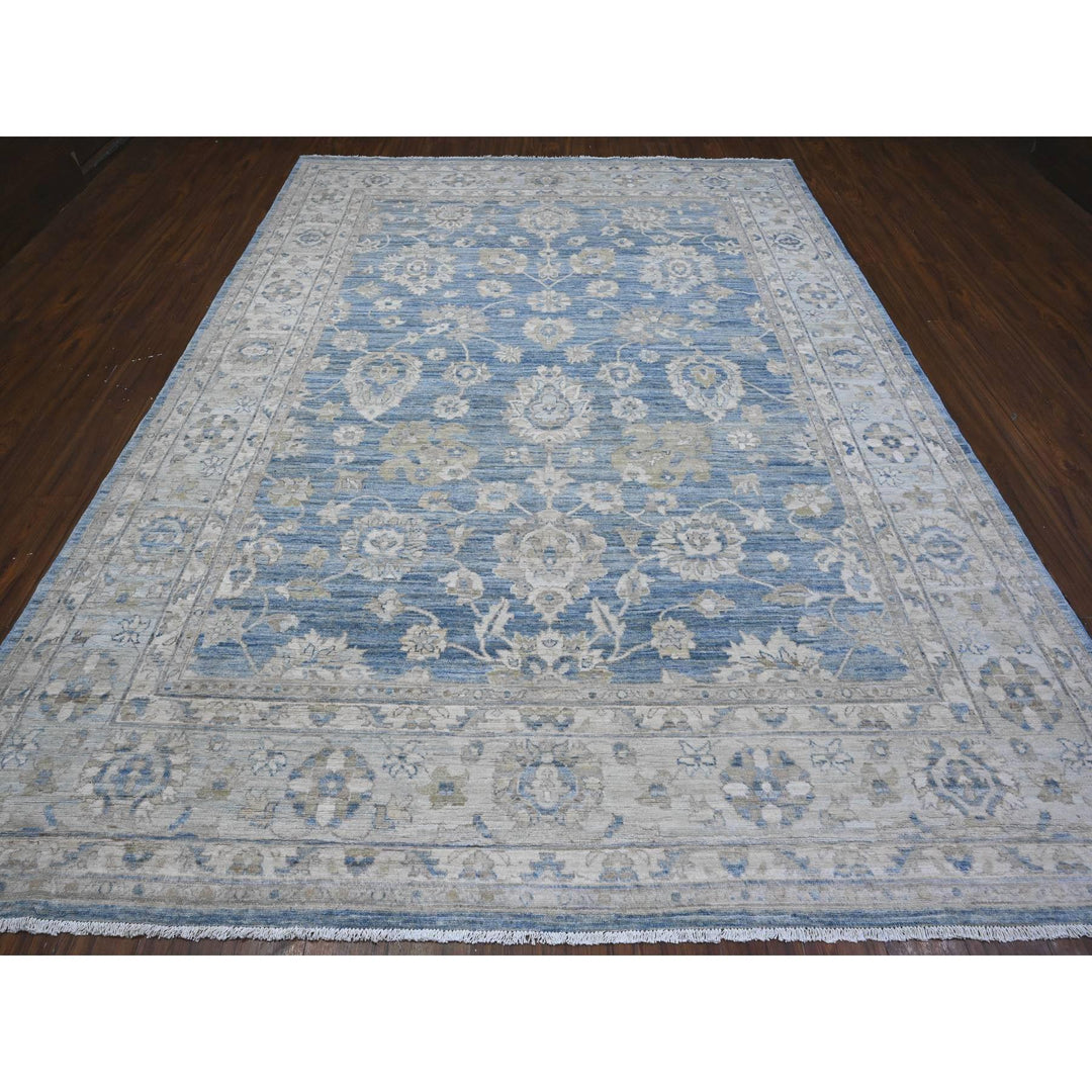 8'9" x 11'11" New Hand Knotted Blue Wool Rectangle Oriental Rug - MOA10289486