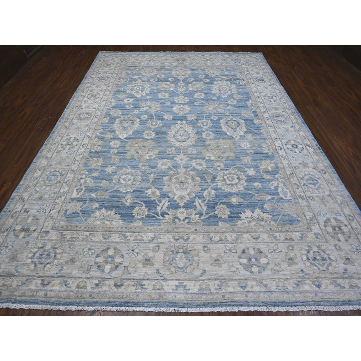 8'9" x 11'11" New Hand Knotted Blue Wool Rectangle Oriental Rug - MOA10289486