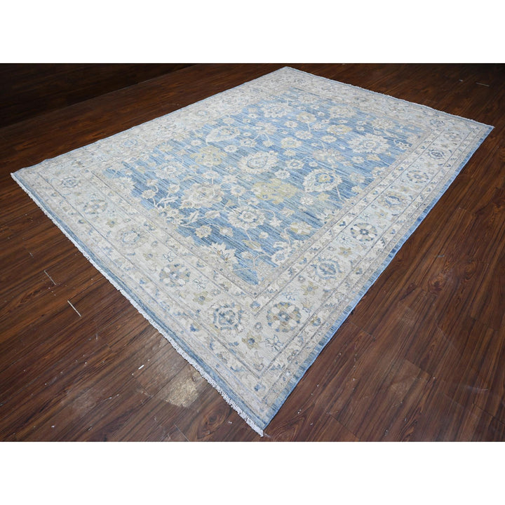 8'9" x 11'11" New Hand Knotted Blue Wool Rectangle Oriental Rug - MOA10289486