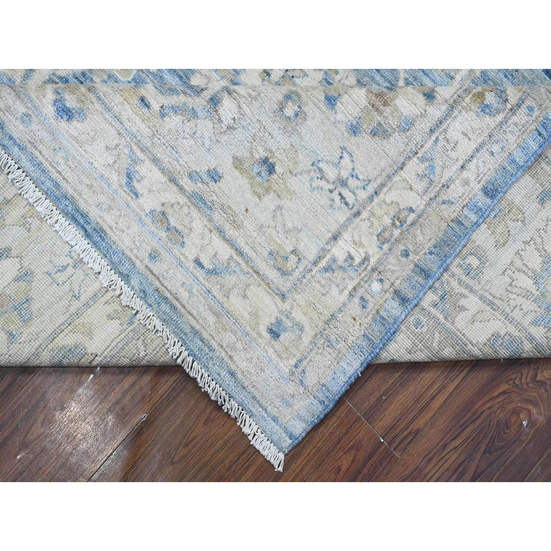 8'9" x 11'11" New Hand Knotted Blue Wool Rectangle Oriental Rug - MOA10289486