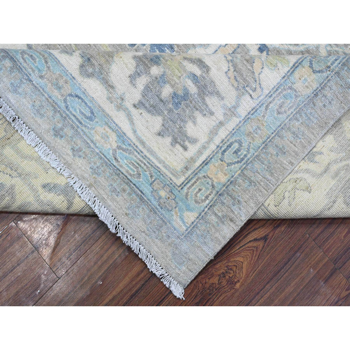 9'1" x 11'10" New Hand Knotted Grey Wool Rectangle Oriental Rug - MOA10289487