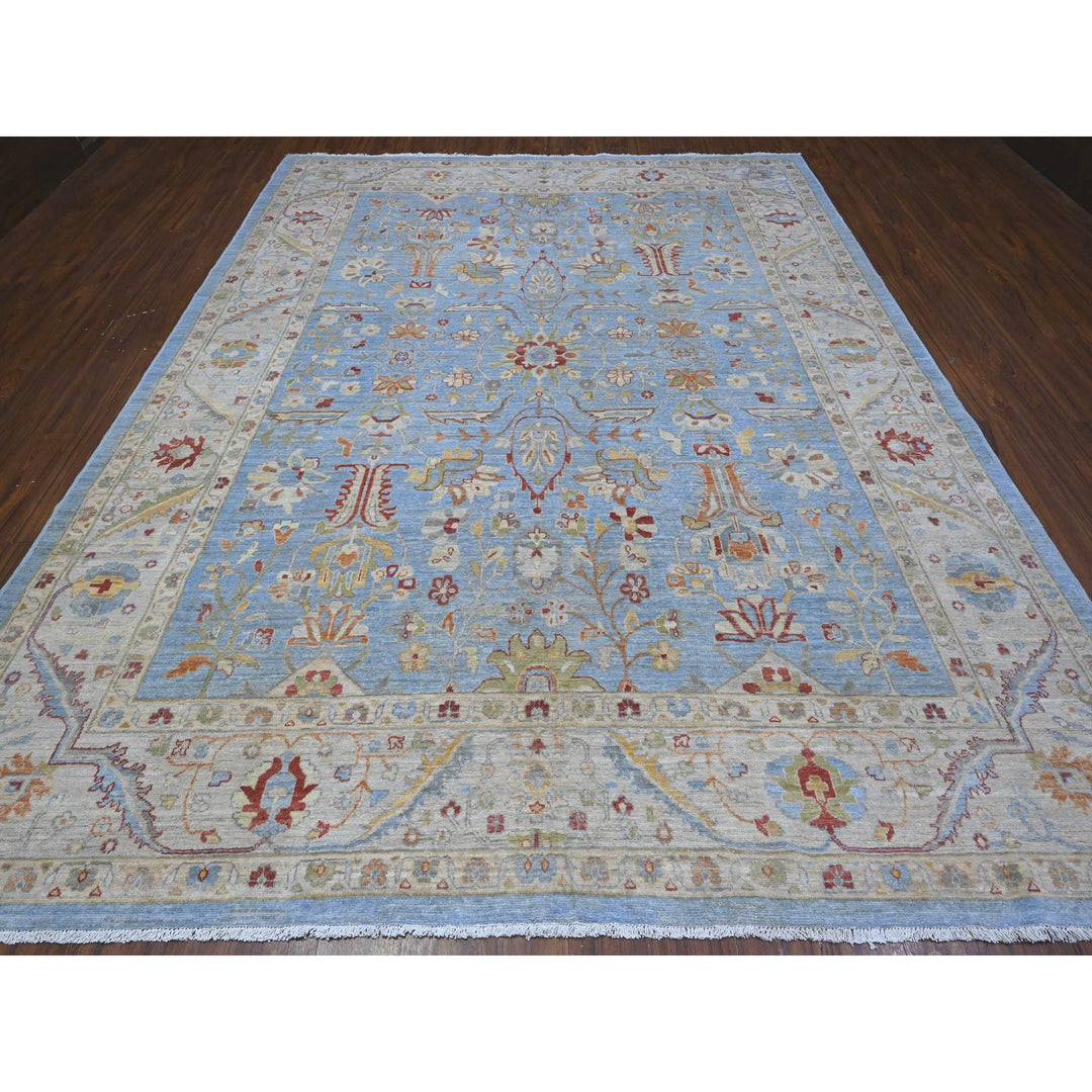 9'1" x 11'7" New Hand Knotted Blue Cotton Rectangle Oriental Rug - MOA10289488