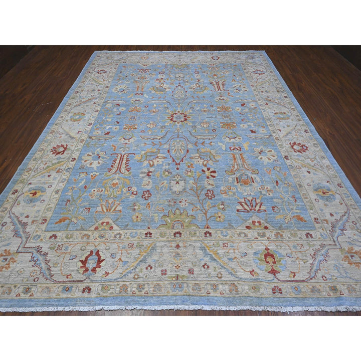 9'1" x 11'7" New Hand Knotted Blue Cotton Rectangle Oriental Rug - MOA10289488