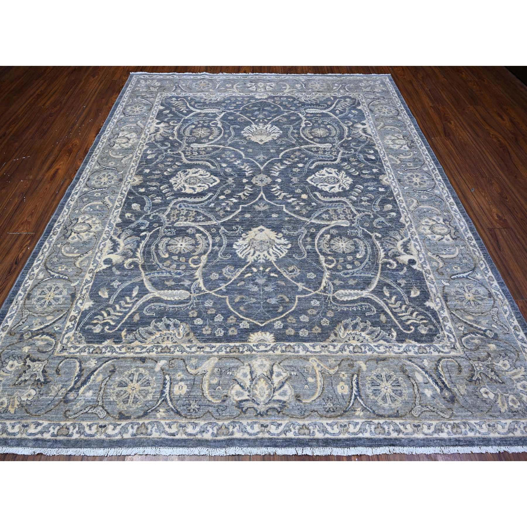 8'0" x 9'9" New Hand Knotted Grey Wool Rectangle Oriental Rug - MOA10289489