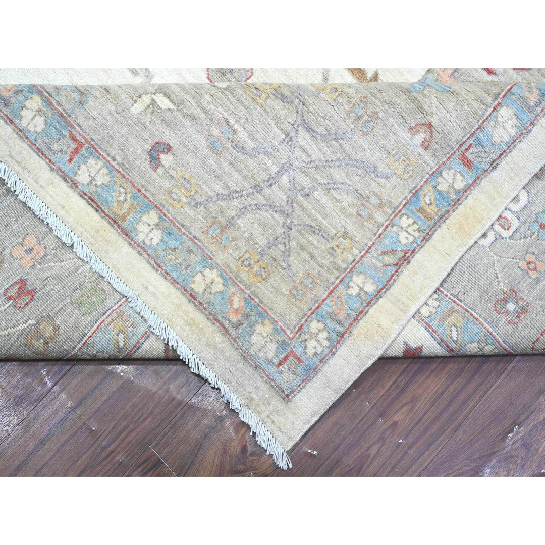 9'10" x 13'10" New Hand Knotted Ivory Wool Rectangle Oriental Rug - MOA10289492