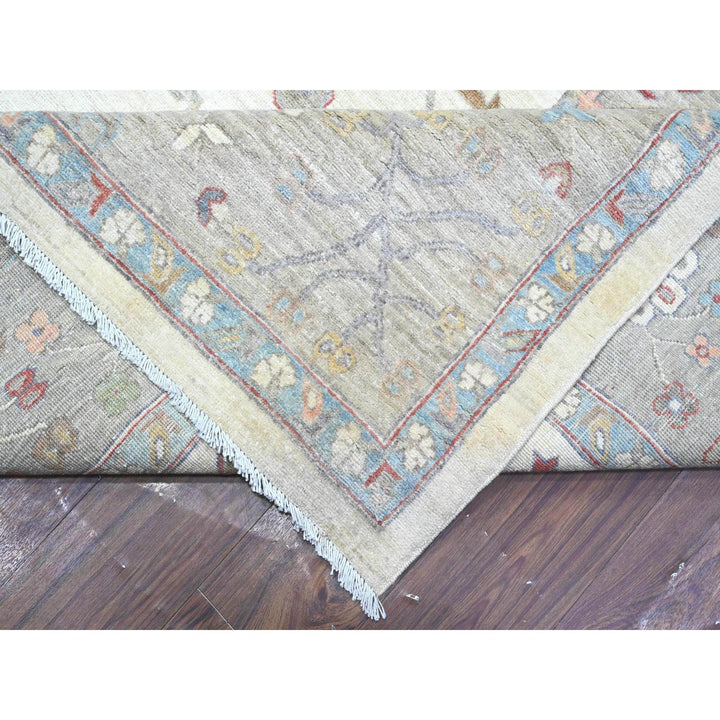 9'10" x 13'10" New Hand Knotted Ivory Wool Rectangle Oriental Rug - MOA10289492