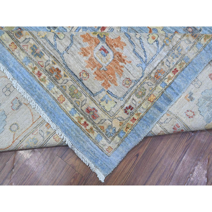 12'1" x 14'6" New Hand Knotted Blue Wool Rectangle Oriental Rug - MOA10289493