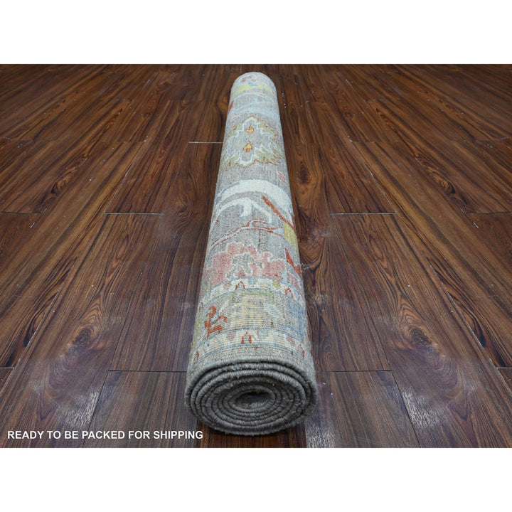 4'2" x 9'6" New Hand Knotted Grey Wool Runner Oriental Rug - MOA10289495