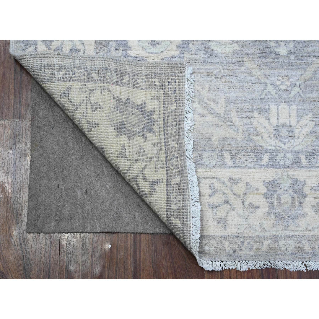 3'11" x 9'9" New Hand Knotted Grey Cotton Runner Oriental Rug - MOA10289496