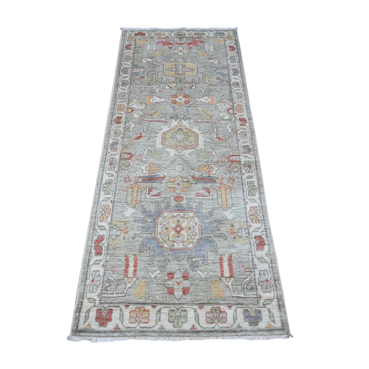 2'7" x 6'4" New Hand Knotted Grey Cotton Runner Oriental Rug - MOA10289497