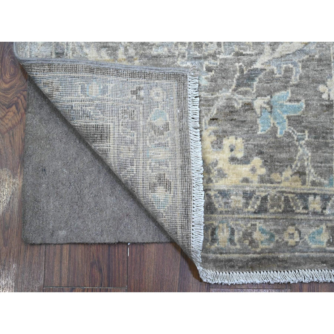 2'5" x 20'1" New Hand Knotted Grey Wool Runner Oriental Rug - MOA10289499