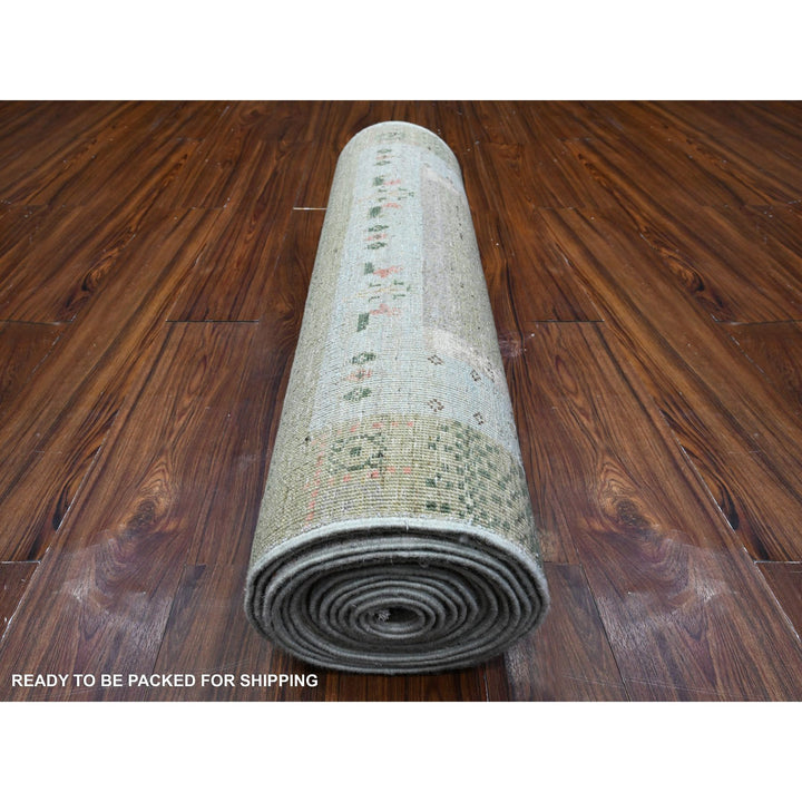 2'10" x 18'6" New Hand Knotted Green Wool Runner Oriental Rug - MOA10289500