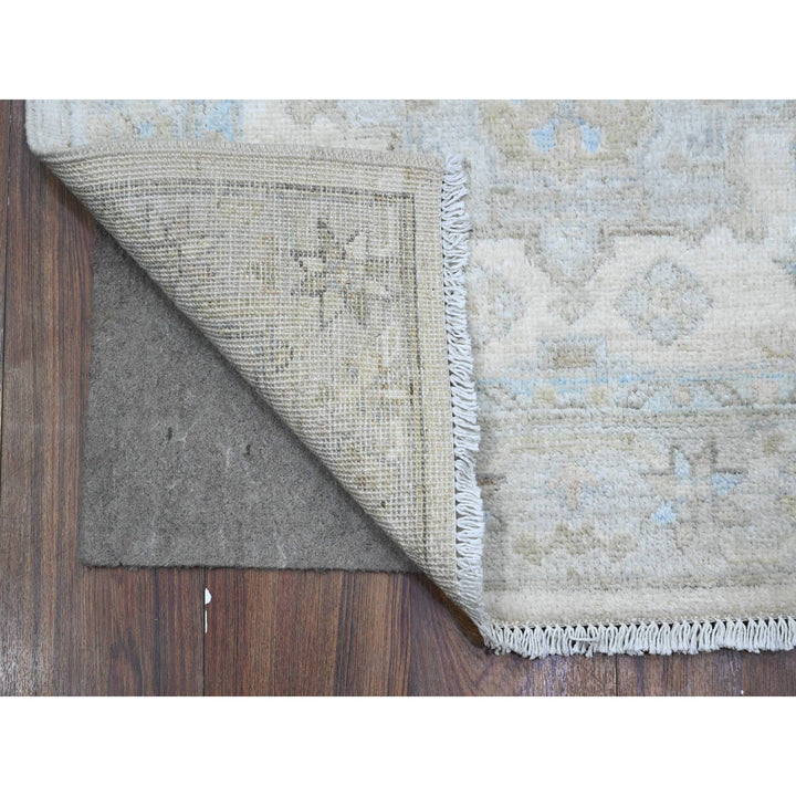 2'8" x 19'7" New Hand Knotted Ivory Wool Runner Oriental Rug - MOA10289505