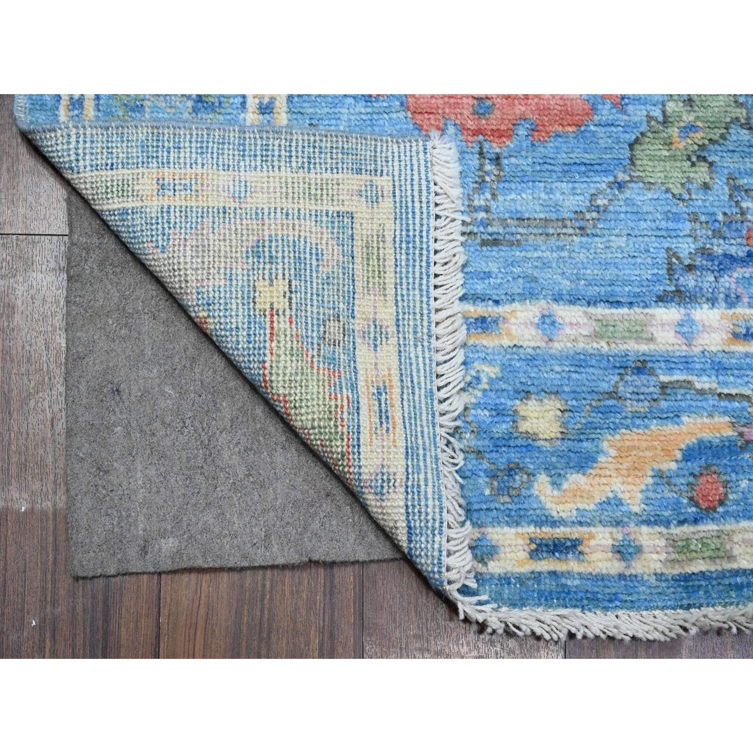 4'2" x 11'11" New Hand Knotted Blue Wool Runner Oriental Rug - MOA10289507