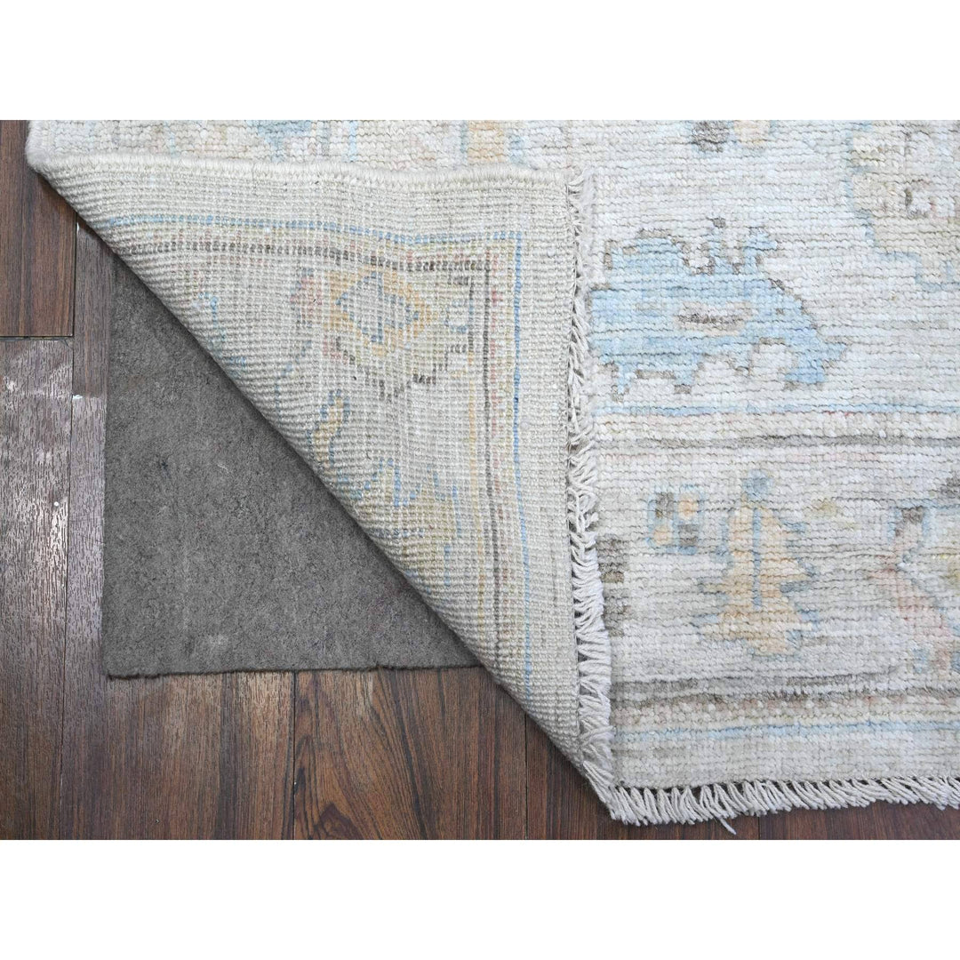 4'0" x 9'11" New Hand Knotted Grey Wool Runner Oriental Rug - MOA10289508