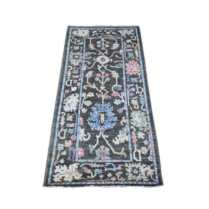 2'10" x 5'10" New Hand Knotted Black Wool Runner Oriental Rug - MOA10289524