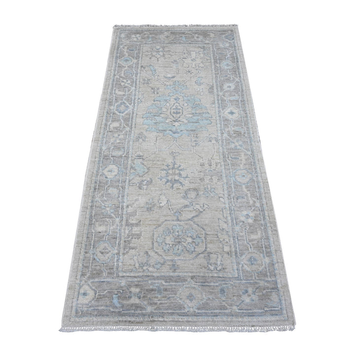 2'10" x 6'1" New Hand Knotted Grey Wool Runner Oriental Rug - MOA10289532