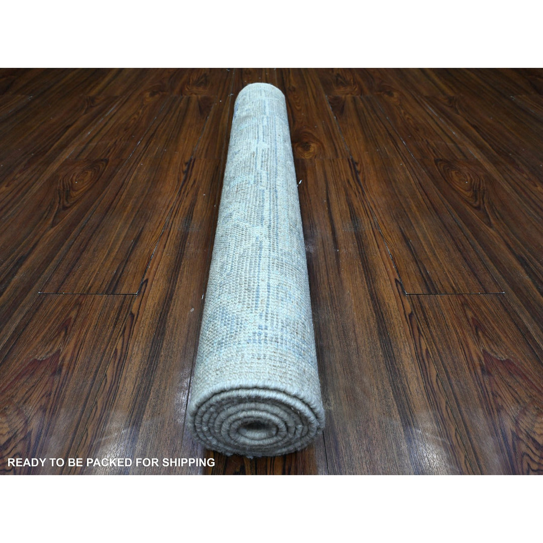 2'10" x 6'1" New Hand Knotted Grey Wool Runner Oriental Rug - MOA10289532