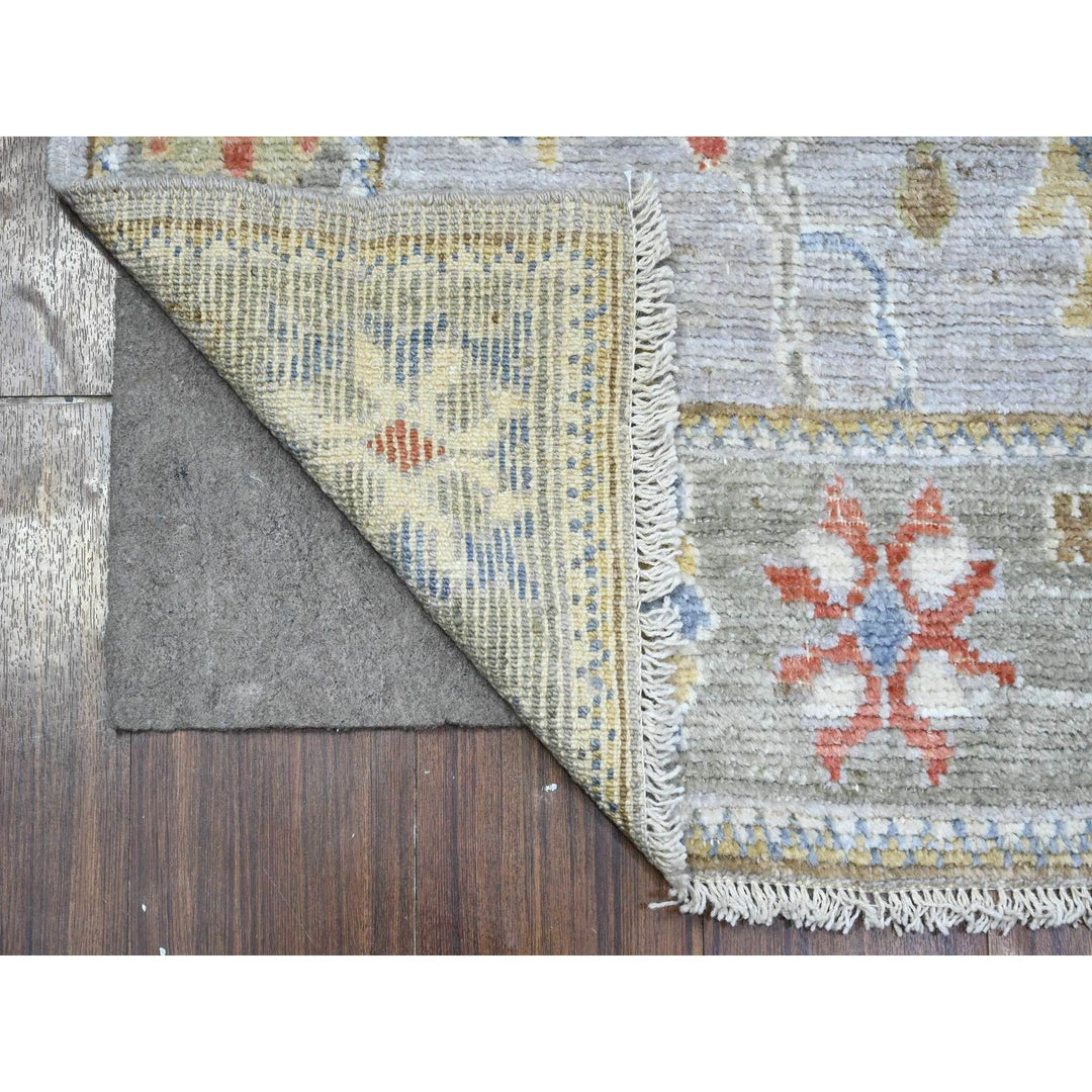 2'9" x 12'6" New Hand Knotted Grey Wool Runner Oriental Rug - MOA10289536