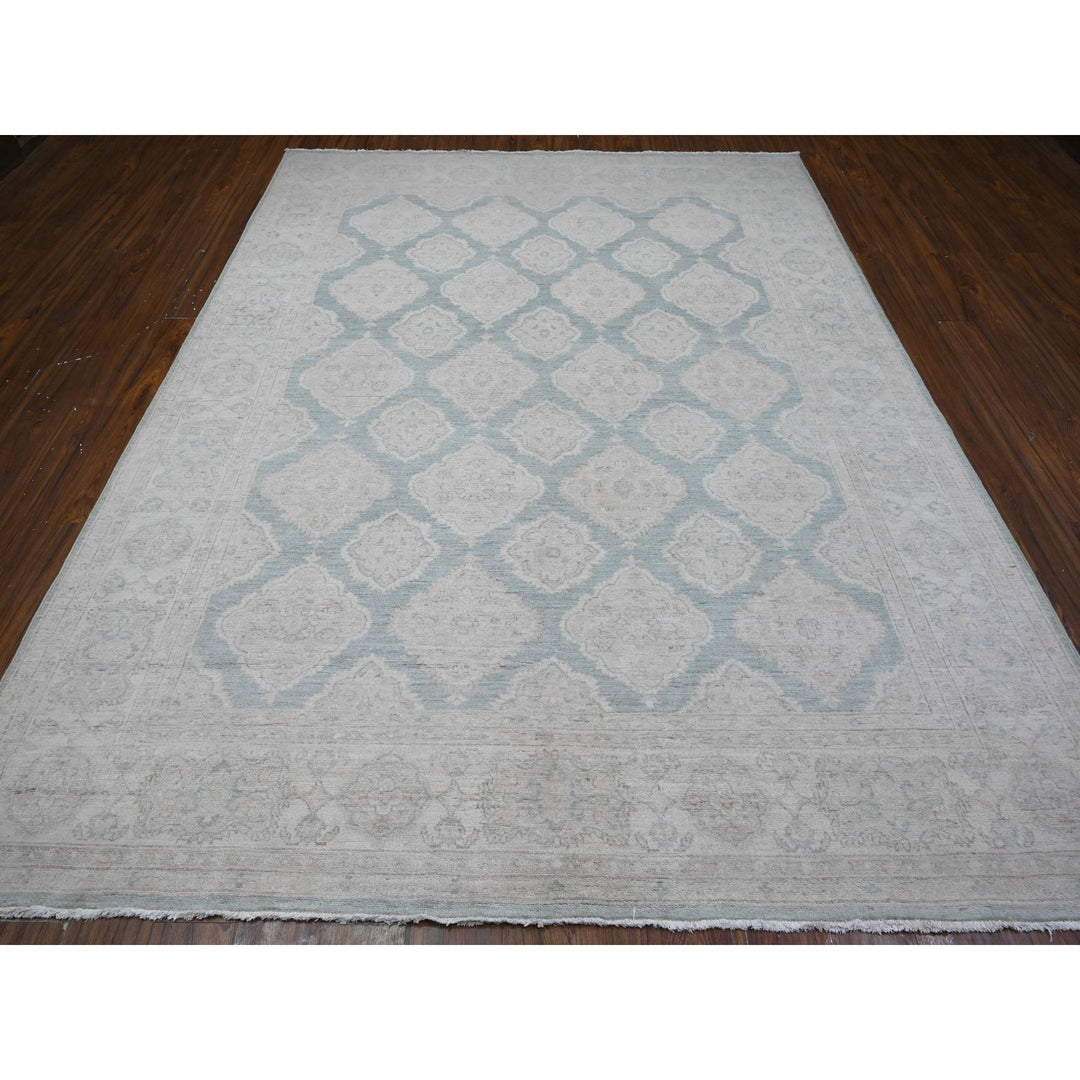 8'0" x 10'4" New Hand Knotted Blue Wool Rectangle Oriental Rug - MOA10289541