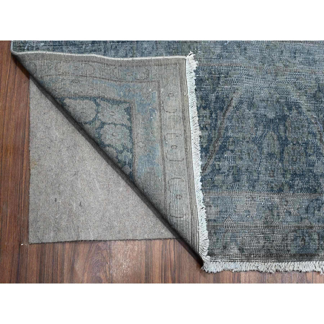 9'10" x 13'0" Vintage Hand Knotted Grey Wool Rectangle Oriental Rug - MOA10289545
