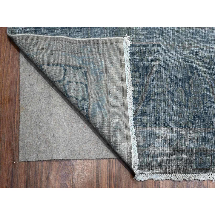 9'10" x 13'0" Vintage Hand Knotted Grey Wool Rectangle Oriental Rug - MOA10289545