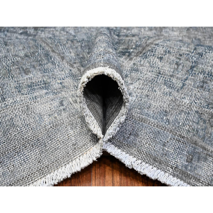 9'10" x 13'0" Vintage Hand Knotted Grey Wool Rectangle Oriental Rug - MOA10289545