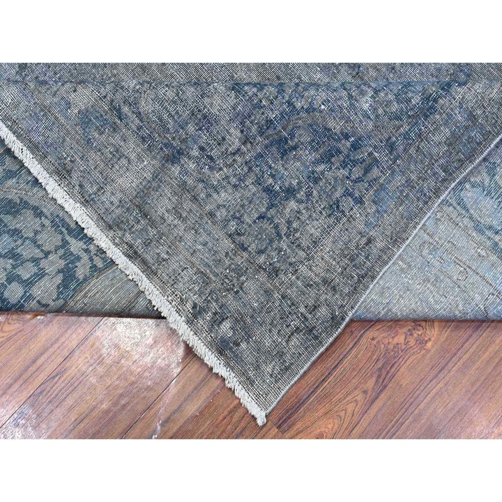 9'10" x 13'0" Vintage Hand Knotted Grey Wool Rectangle Oriental Rug - MOA10289545