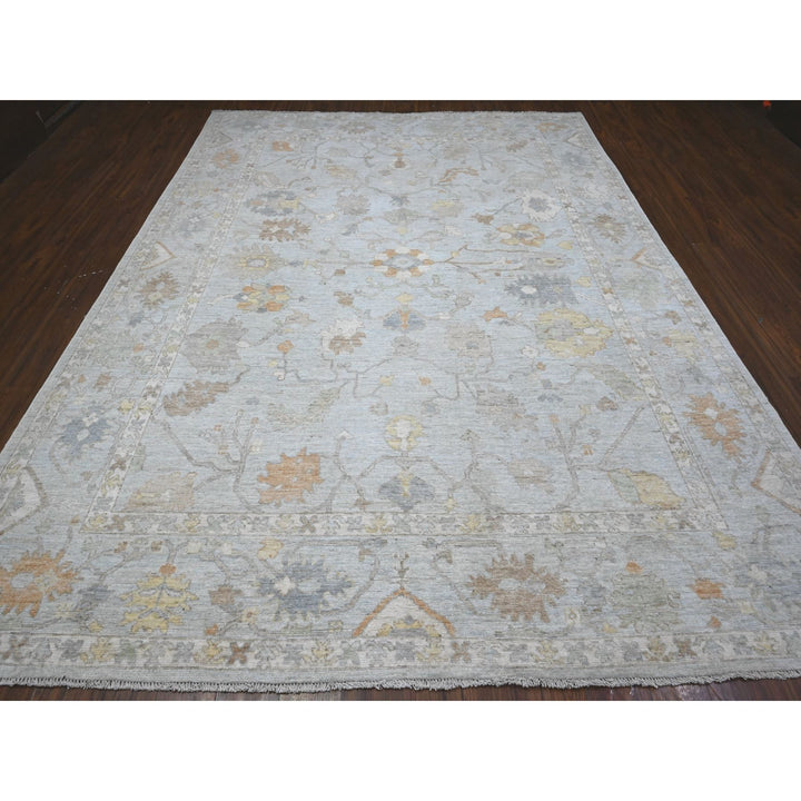 8'10" x 11'6" New Hand Knotted Blue Wool Rectangle Oriental Rug - MOA10289549