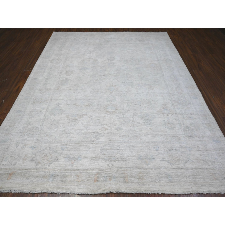 8'3" x 9'9" New Hand Knotted Ivory Wool Rectangle Oriental Rug - MOA10289551