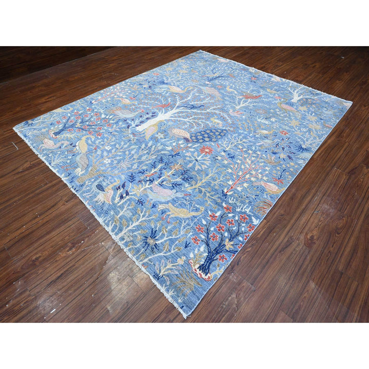 8'1" x 9'11" New Hand Knotted Blue Wool Runner Oriental Rug - MOA10289553