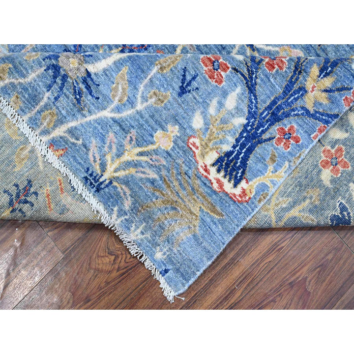 8'1" x 9'11" New Hand Knotted Blue Wool Runner Oriental Rug - MOA10289553