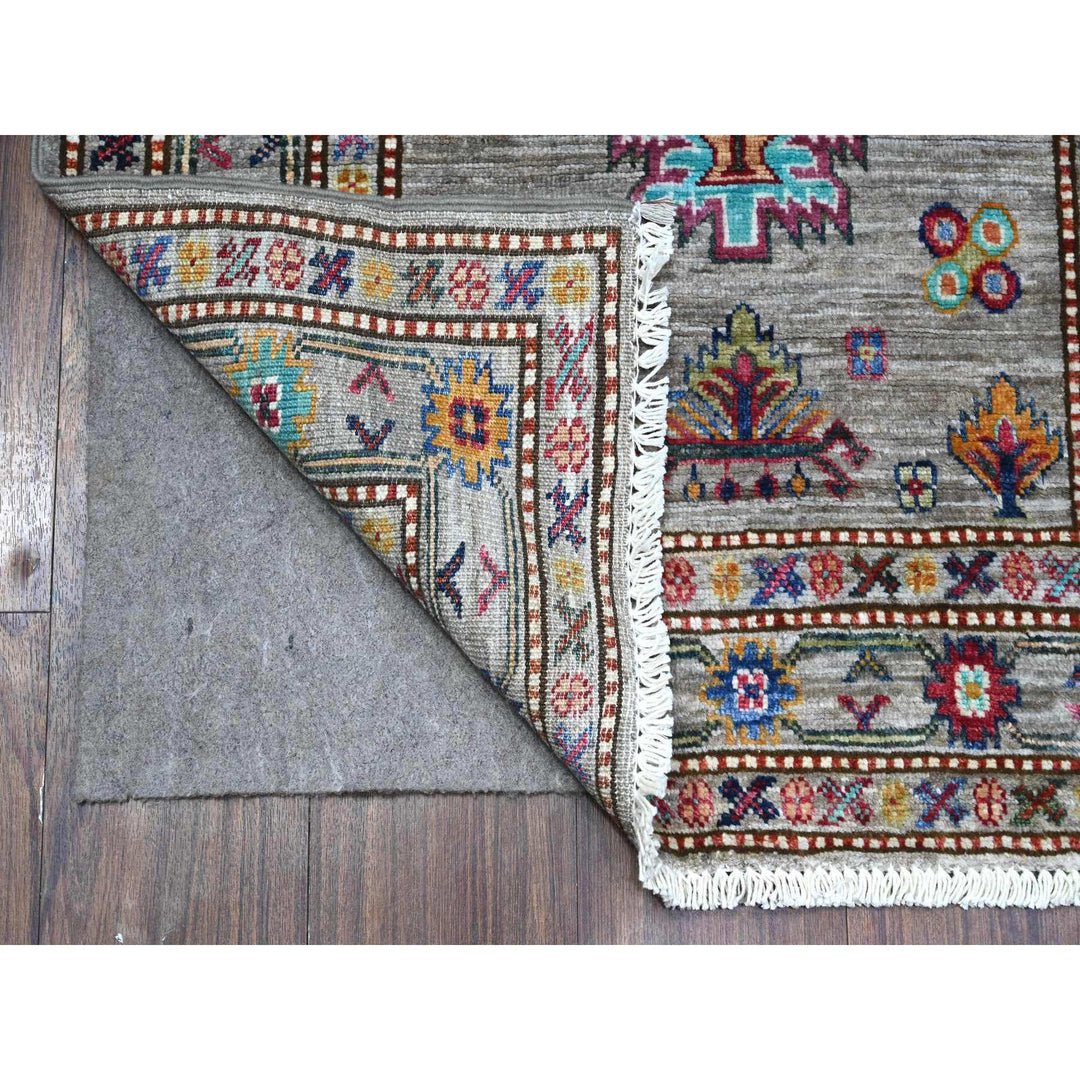 2'7" x 13'2" New Hand Knotted Grey Wool Runner Oriental Rug - MOA10289563