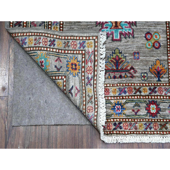 2'7" x 13'2" New Hand Knotted Grey Wool Runner Oriental Rug - MOA10289563