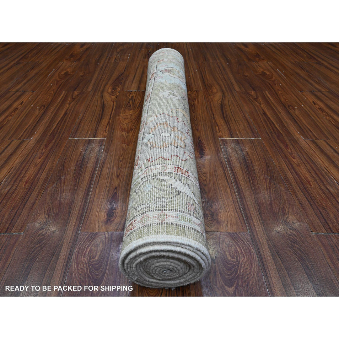 4'0" x 15'9" New Hand Knotted Green Wool Runner Oriental Rug - MOA10289567