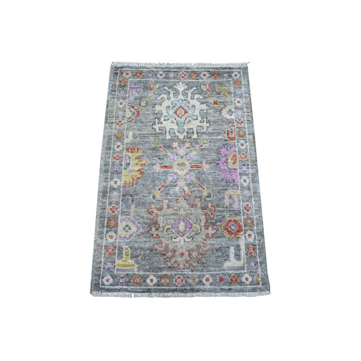 2'1" x 3'4" New Hand Knotted Grey Wool Rectangle Oriental Rug - MOA10289573