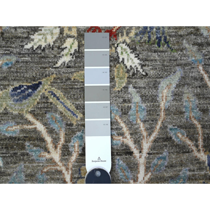 2'6" x 9'9" New Hand Knotted Grey Wool Runner Oriental Rug - MOA10289581