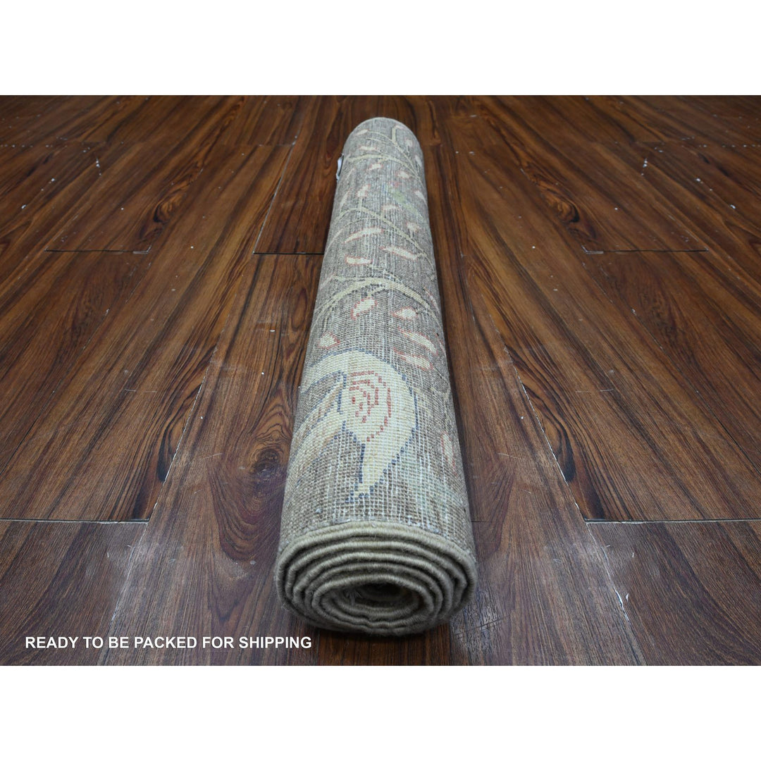 2'6" x 6'2" New Hand Knotted Grey Wool Runner Oriental Rug - MOA10289583