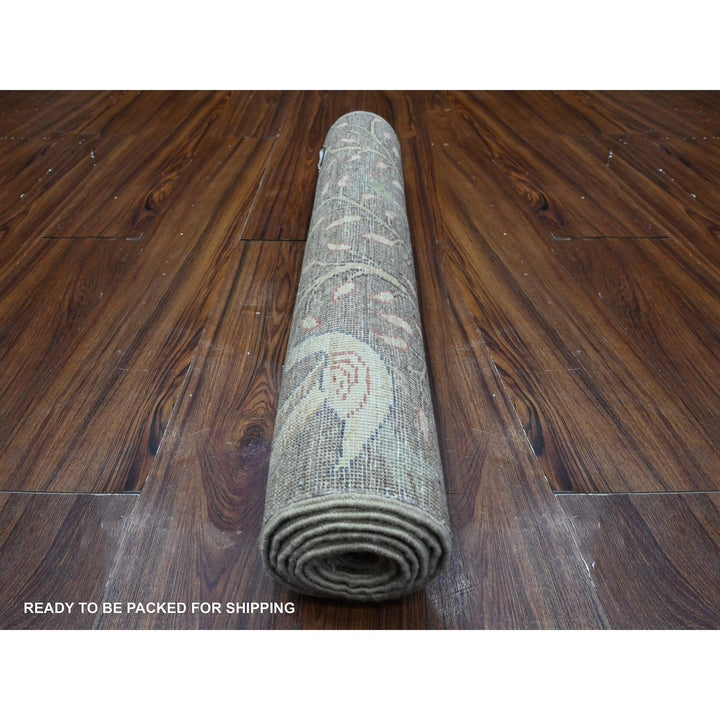 2'6" x 6'2" New Hand Knotted Grey Wool Runner Oriental Rug - MOA10289583