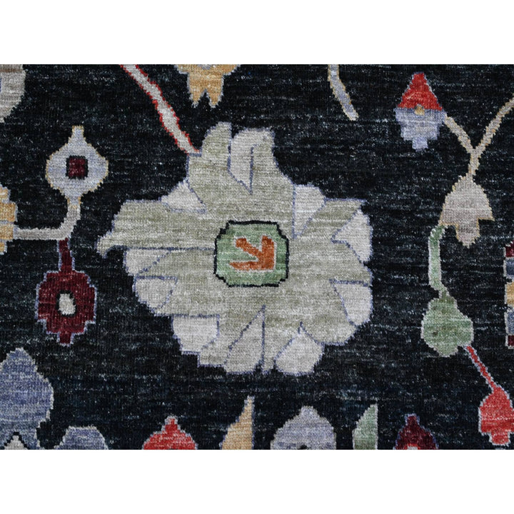 11'11" x 11'6" New Hand Knotted Black Wool Square Oriental Rug - MOA10289586