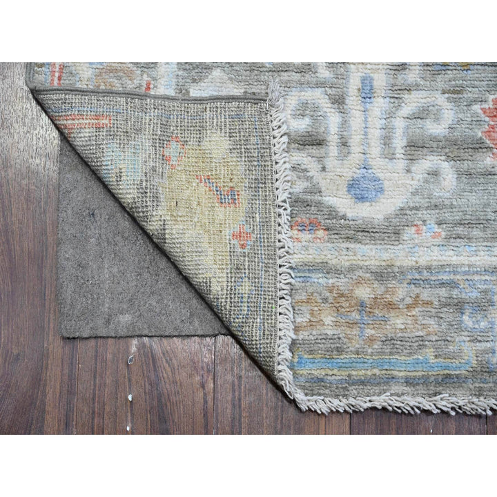 2'6" x 15'3" New Hand Knotted Grey Wool Runner Oriental Rug - MOA10289596