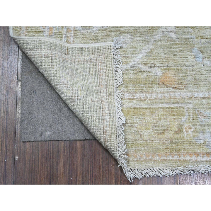 2'9" x 11'5" New Hand Knotted Green Wool Runner Oriental Rug - MOA10289597