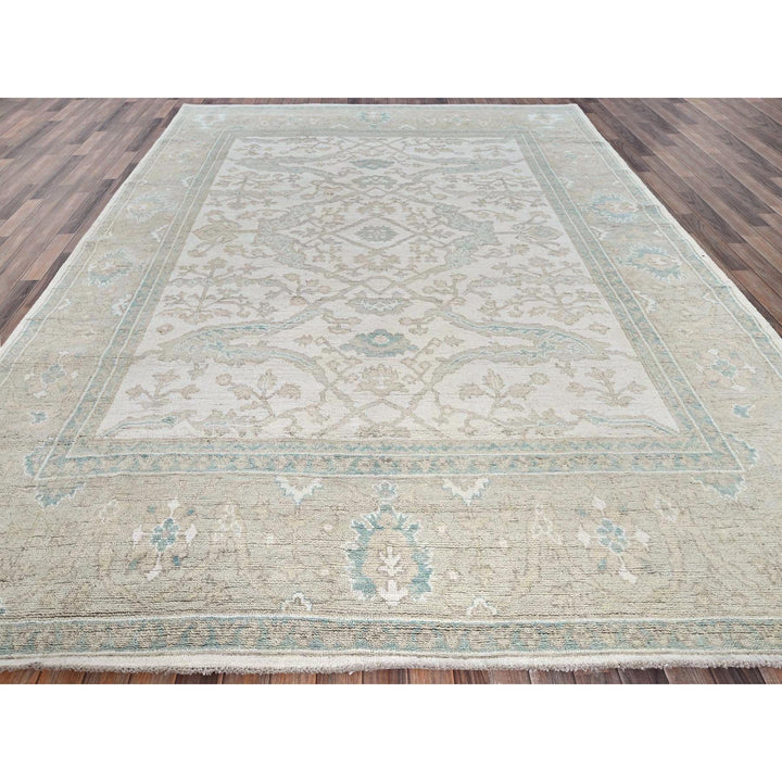 9'2" x 12'0" New Hand Knotted Ivory Wool Rectangle Oriental Rug - MOA102895