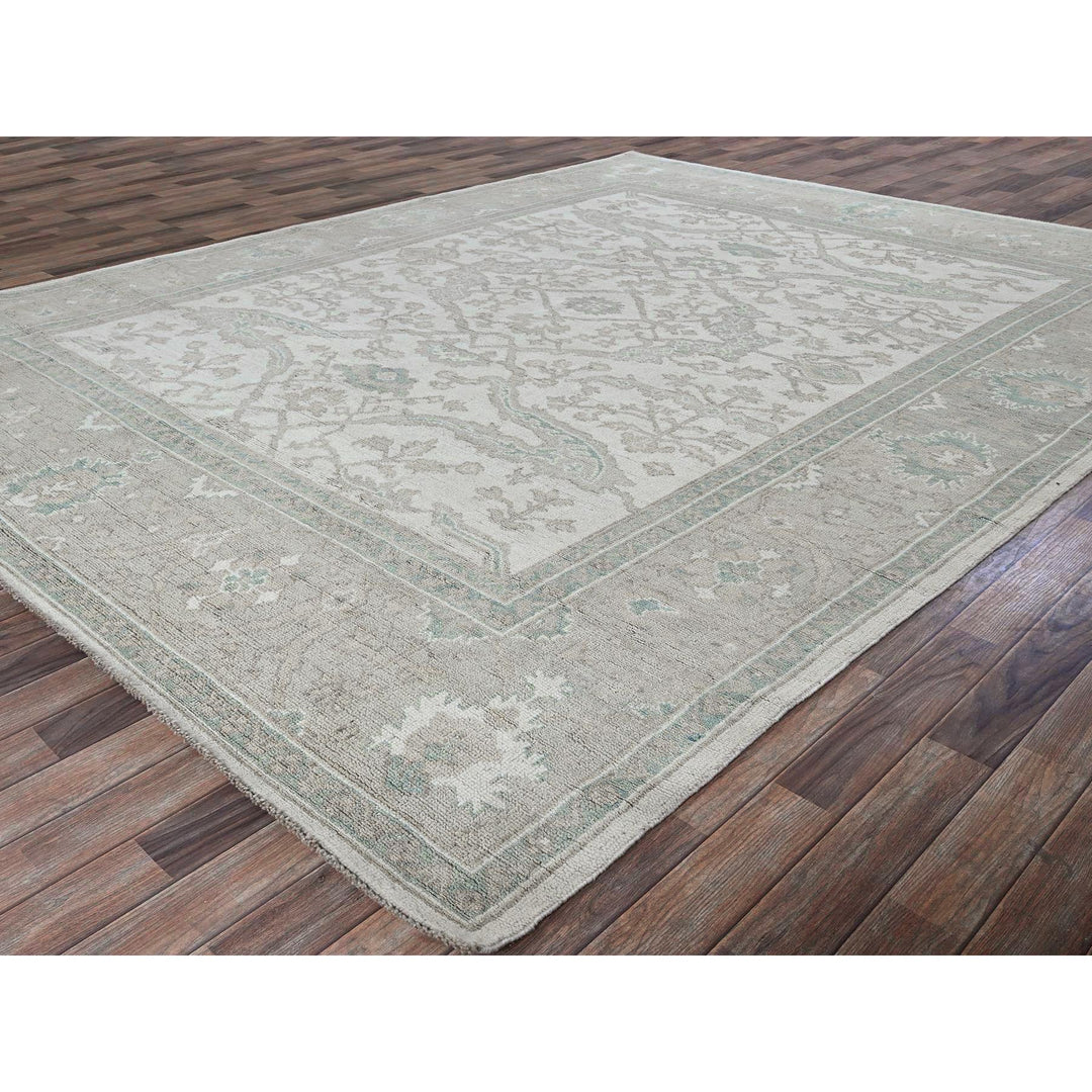9'2" x 12'0" New Hand Knotted Ivory Wool Rectangle Oriental Rug - MOA102895