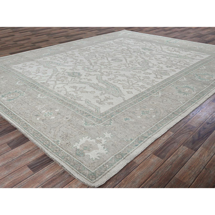 9'2" x 12'0" New Hand Knotted Ivory Wool Rectangle Oriental Rug - MOA102895